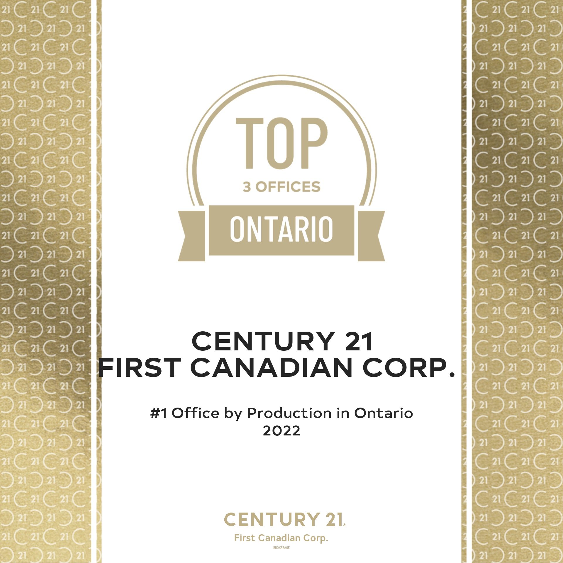 Century 21 #1 Office by Production in Ontario 2022